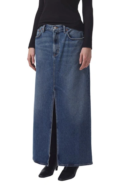 Shop Agolde Leif Longline Denim Skirt In Swing