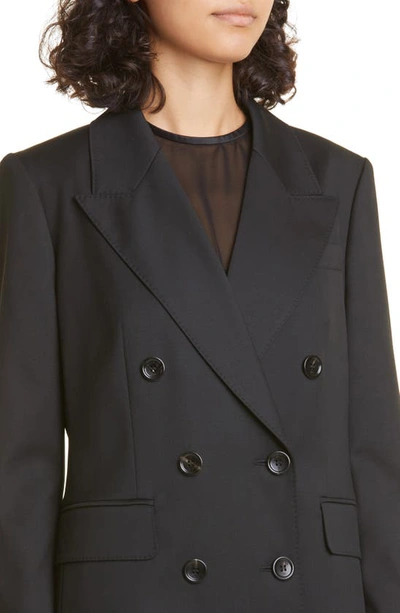 Shop Max Mara Oppio Double Breasted Virgin Wool Jacket In Black