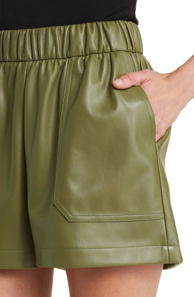 Shop Steve Madden Lainey Faux Leather Shorts In Light Olive