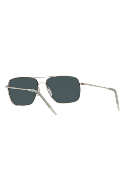 Shop Oliver Peoples Clifton 58mm Polarized Rectangular Sunglasses In Slv Mirror