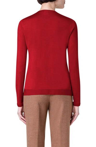 Shop Akris Fine Gauge Cashmere & Silk Sweater In 066 Ruby Red