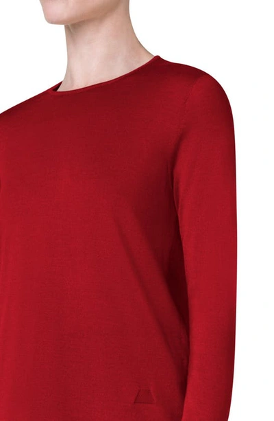 Shop Akris Fine Gauge Cashmere & Silk Sweater In 066 Ruby Red