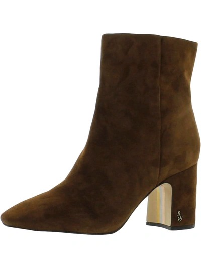 Shop Sam Edelman Fawn Womens Dressy Leather Ankle Boots In Brown