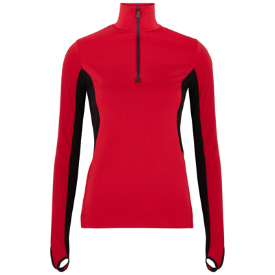 Shop Moncler Half-zip Polartec Jersey Sweatshirt In Red