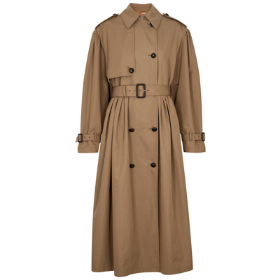 Shop Gucci Double-breasted Cotton-blend Trench Coat In Brown