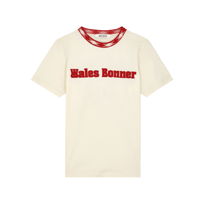 Shop Wales Bonner Logo-embroidered Cotton T-shirt In Ivory
