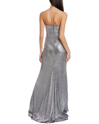 Shop Rene Ruiz Metallic Strapless Gown In Silver