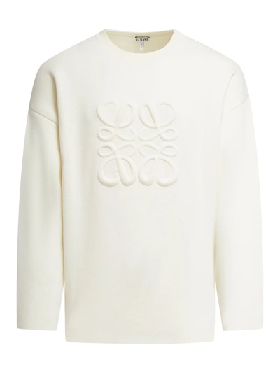 Shop Loewe Debossed Anagram Sweater In White