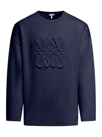 Shop Loewe Debossed Anagram Sweater In Blue