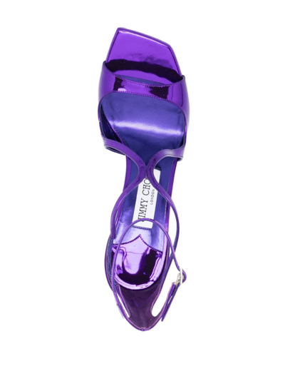 Shop Jimmy Choo Azia 95 100mm Leather Sandals In Purple