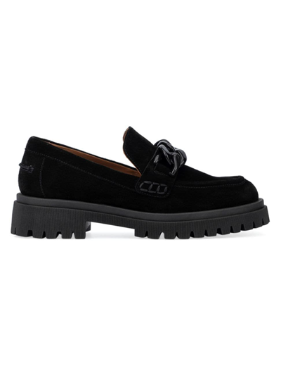 Shop Aquatalia Women's Olivianne Suede Lug-sole Loafers In Black