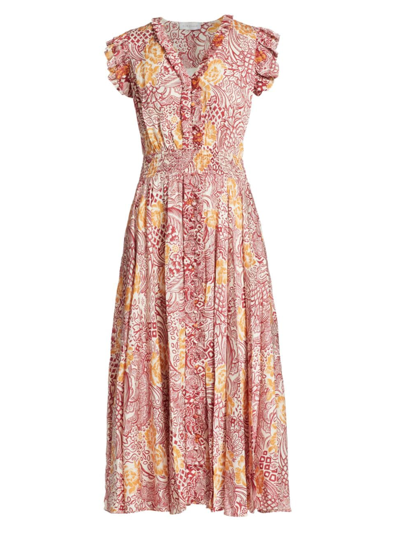 Shop Elie Tahari Women's The Mae Printed Silk-blend Midi-dress In Botanic Print