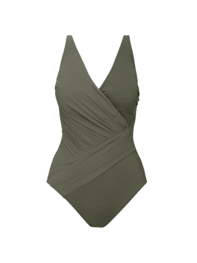 Shop Gottex Swimwear Women's Ruched One-piece Swimsuit In Olive