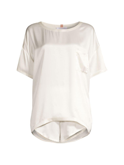 Shop Lunya Women's Washable Silk Tee 2-piece Pajama Set In Tranquil White