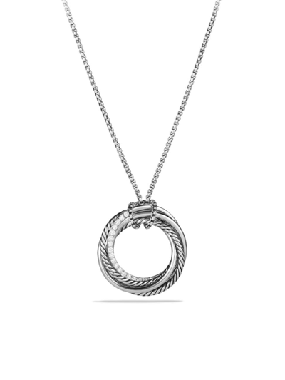 Shop David Yurman Women's Crossover Pendant Necklace With Diamonds In Metallic
