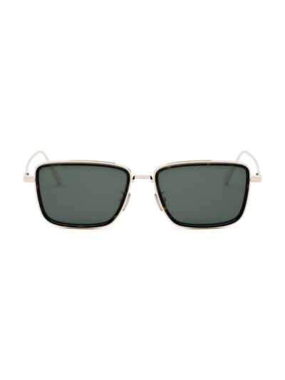 Shop Dior Men's Blacksuit S9u 53mm Rectangular Sunglasses In Shiny Gold Green