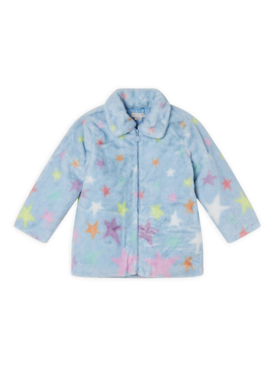 Shop Stella Mccartney Little Girl's & Girl's Stars Faux Fur Coat In Blue
