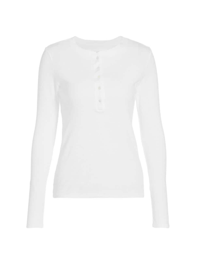 Shop Nili Lotan Women's Jordan Rib-knit Henley Top In White