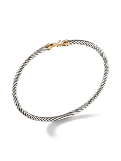 Shop David Yurman Women's Cable Collectibles Buckle Bangle Bracelet With 18k Yellow Gold/3 Mm In Gold Silver