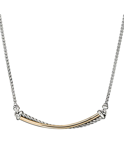 Shop David Yurman Women's Crossover 18k Yellow Gold & Sterling Silver Bar Necklace