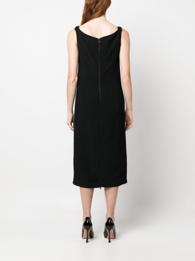 N°21 N21 Ruched-strap V-neck Midi Dress In Schwarz