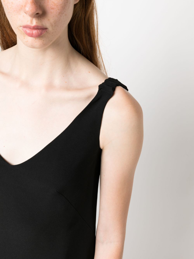 N°21 N21 Ruched-strap V-neck Midi Dress In Schwarz