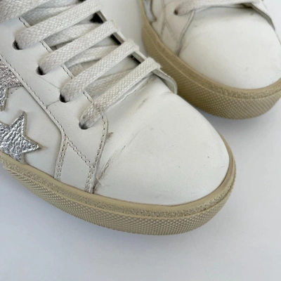 Pre-owned Saint Laurent Court Classic Star-embroidered Leather Trainers, 38.5
