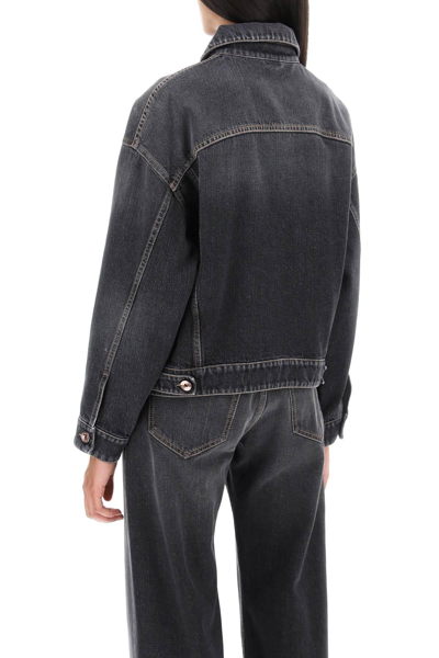 Shop Brunello Cucinelli Boxy Jacket In Denim In Grey