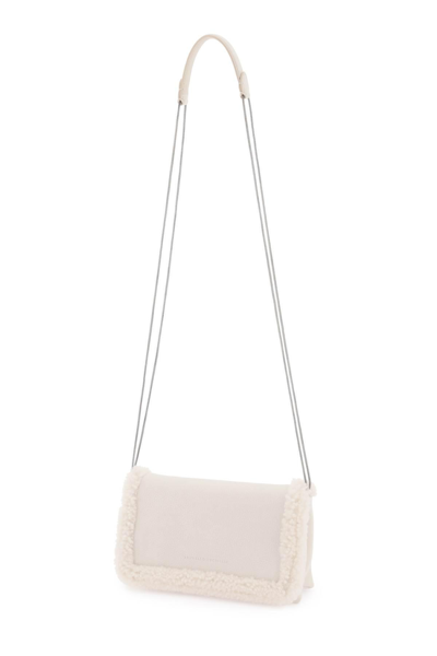 Shop Brunello Cucinelli Nubuck Leather 'city' Bag With Precious Chain In White