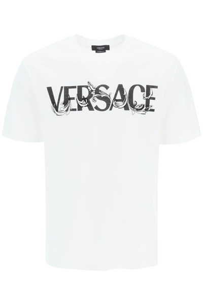 Shop Versace Cotton Logo T-shirt In White