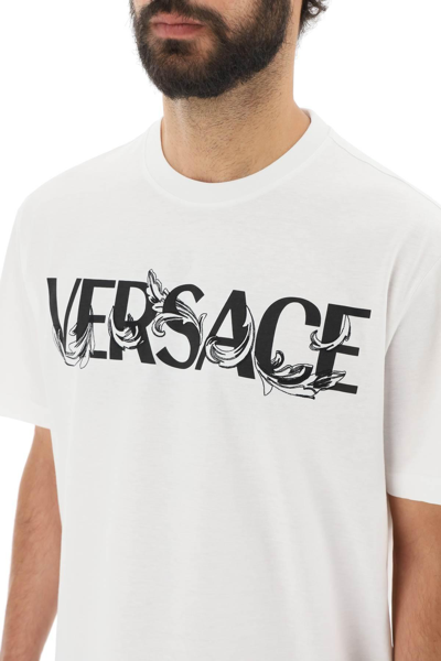 Shop Versace Cotton Logo T-shirt In White