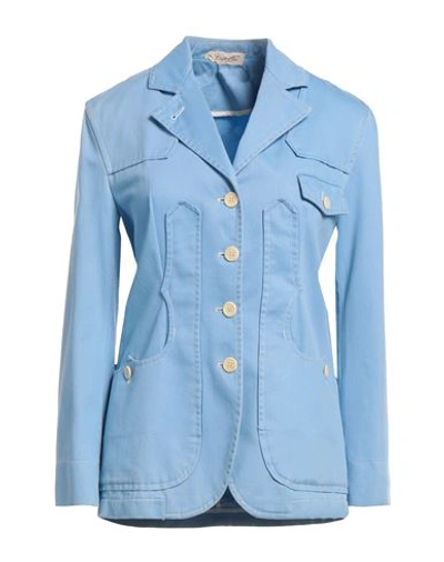Shop Capalbio Woman Blazer Sky Blue Size 4 Cotton