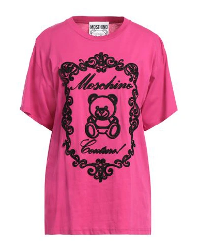 Shop Moschino Woman T-shirt Fuchsia Size S Organic Cotton In Pink