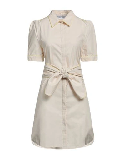 Shop Silvian Heach Woman Mini Dress Cream Size 6 Cotton In White