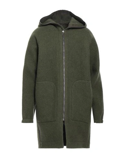 Shop Rick Owens Man Coat Military Green Size 42 Wool, Alpaca Wool