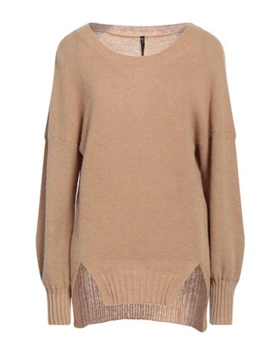 Shop Manila Grace Woman Sweater Camel Size L Polyamide, Wool, Alpaca Wool In Beige