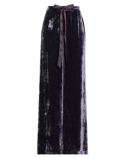 1-one Woman Pants Dark Purple Size 2 Viscose, Silk In Purple
