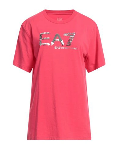 Shop Ea7 Woman T-shirt Fuchsia Size S Cotton, Elastane In Pink