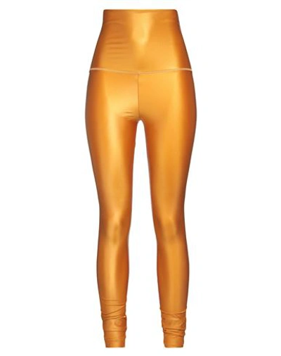 Shop Akep Woman Leggings Ocher Size 8 Polyamide, Elastane In Yellow
