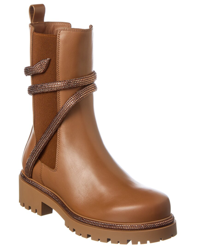 Shop René Caovilla Cleo Leather Combat Boot In Brown
