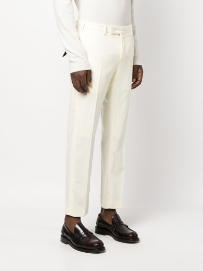 Shop Pt Torino Logo-charm Slim-cut Chino Trousers In Neutrals