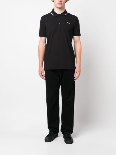 Hugo Boss Logo-print Cotton Polo Shirt In Black