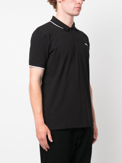 Hugo Boss Logo-print Cotton Polo Shirt In Black