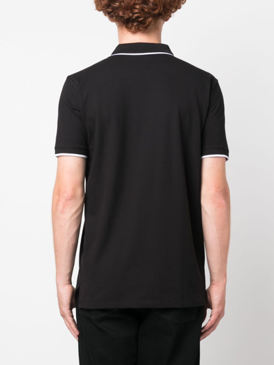 Hugo Boss Logo-print Cotton Polo Shirt In Black