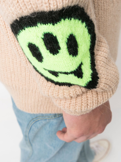 Barrow Distressed Intarsia-knit Logo Jumper In Neutrals