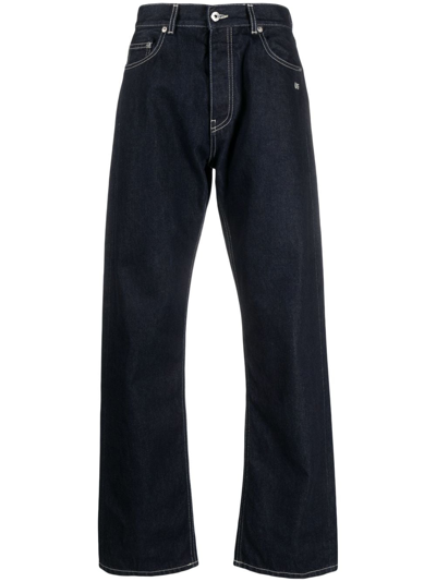 Off-white Off Embroidery Loose Cotton Jeans In Blue