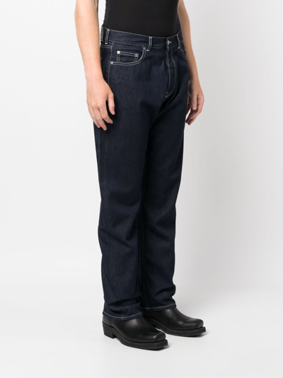 Off-white Off Embroidery Loose Cotton Jeans In Blue