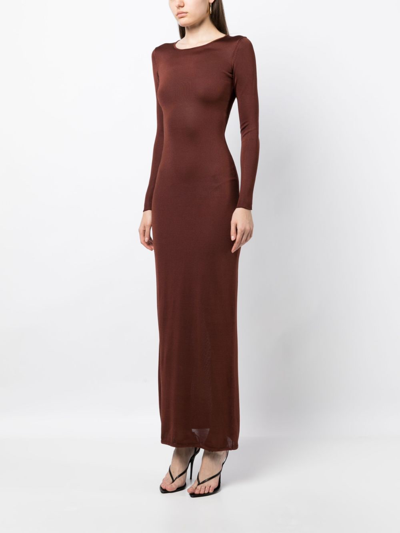 Shop Nili Lotan Caper Silk Maxi Dress In Brown