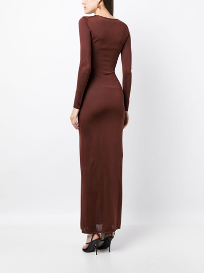 Shop Nili Lotan Caper Silk Maxi Dress In Brown