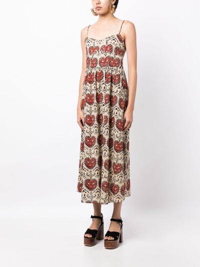 Shop Alix Of Bohemia Autumn Graphic-print Dress In Neutrals